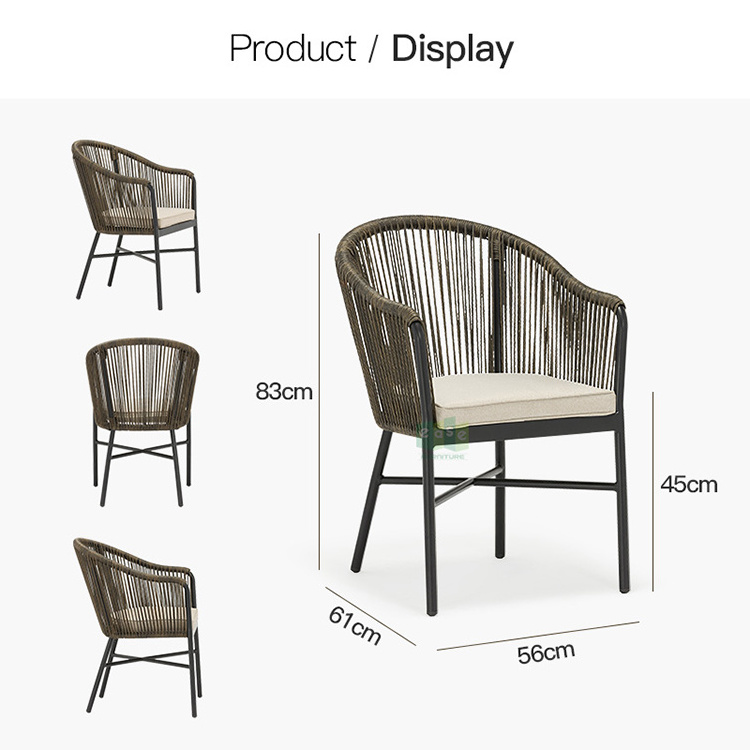 (E7027) Aluminium stacking outdoor garden wicker rattan back dining room chair with cushion