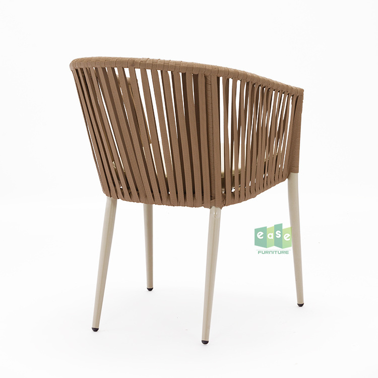 (E7083R) Modern aluminum metal stackable outdoor garden patio rope cafe dining chairs furniture