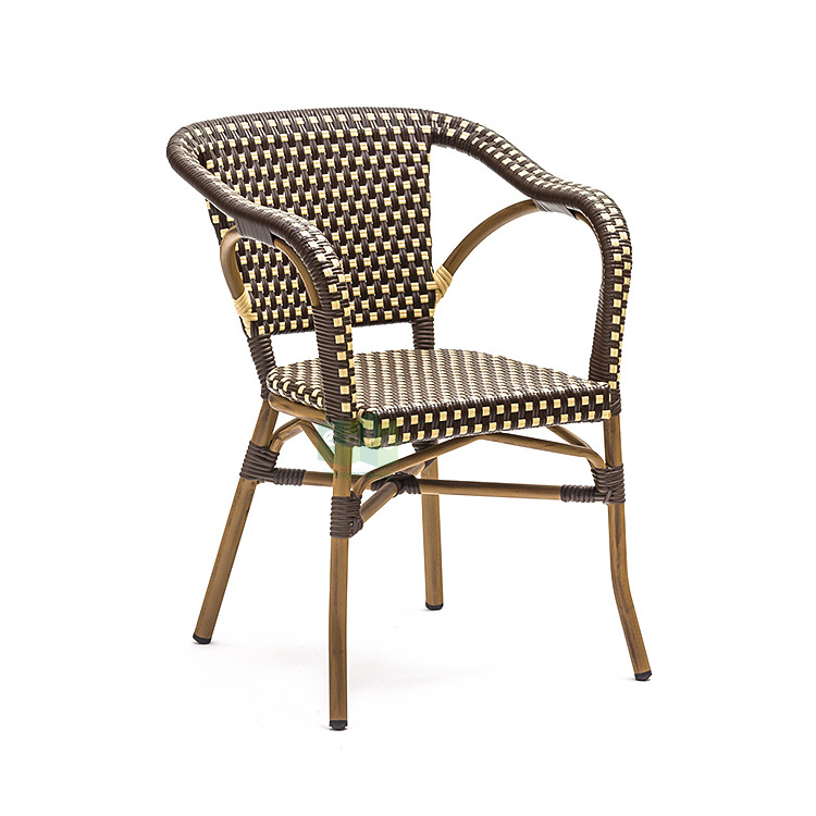 (E1040) Outdoor garden cafe synthetic rattan furniture french paris bistro dining chair