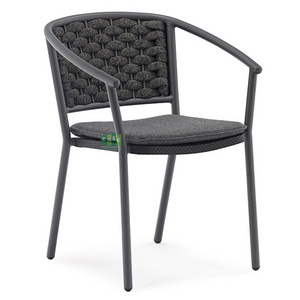 (E3036) Occasional patio outdoor dining chair furniture with gray rope