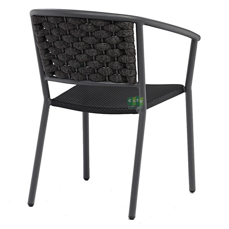 (E3036) Occasional patio outdoor dining chair furniture with gray rope