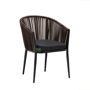 (E7083D) Modern outdoor dine furniture synthetic woven wicker rattan dining arm chair