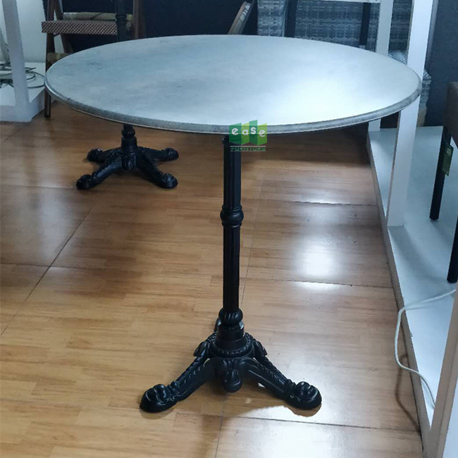 (E9600) French bistro black cast iron 3 leg table base for round table