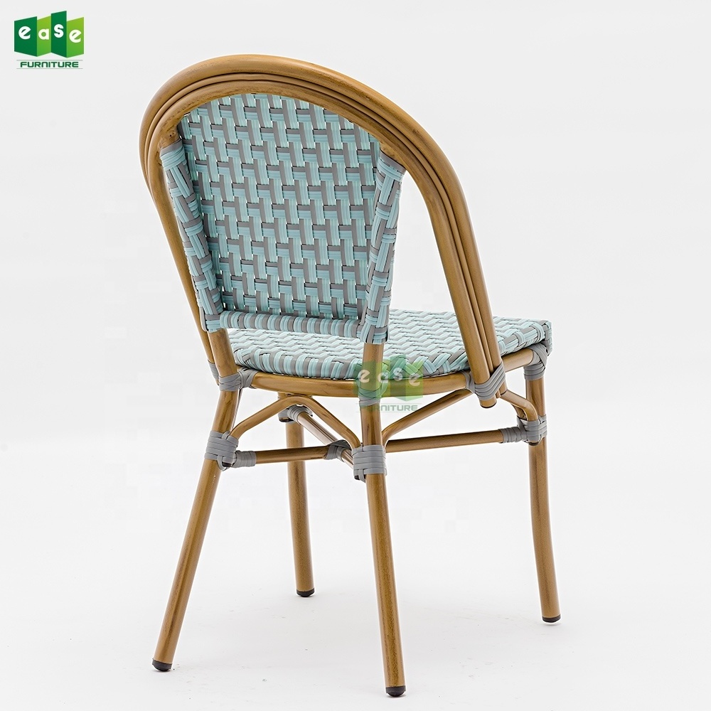 (E1187B) Aluminum restaurant parisian cafe rattan french bistro chairs