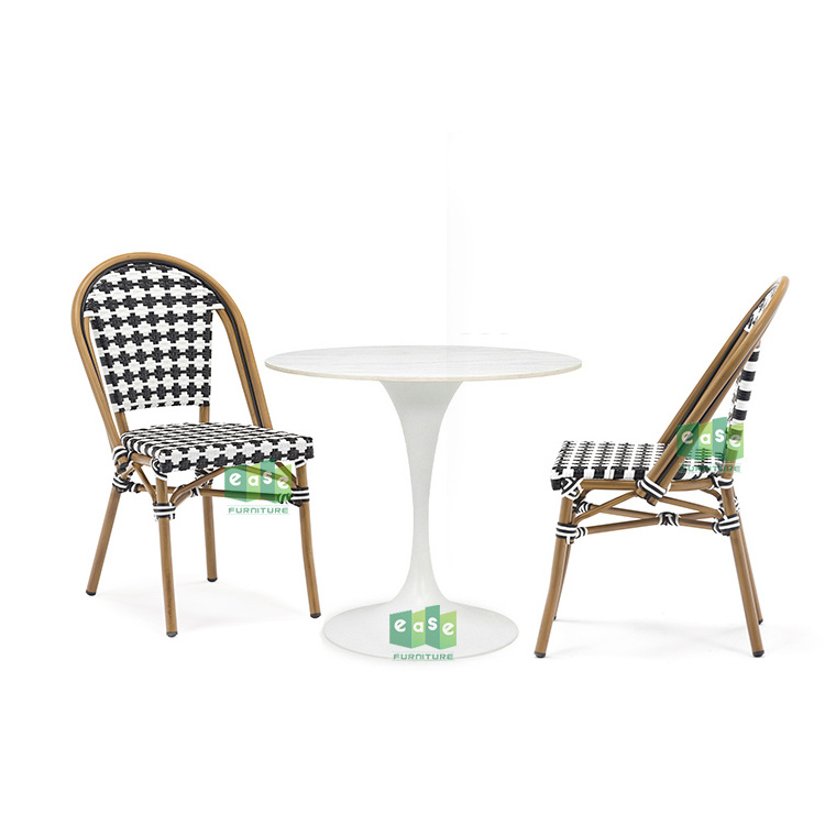 Modern cafe restaurant aluminum french bistro rattan set 3 piece (E1187M+E9636TSR1)