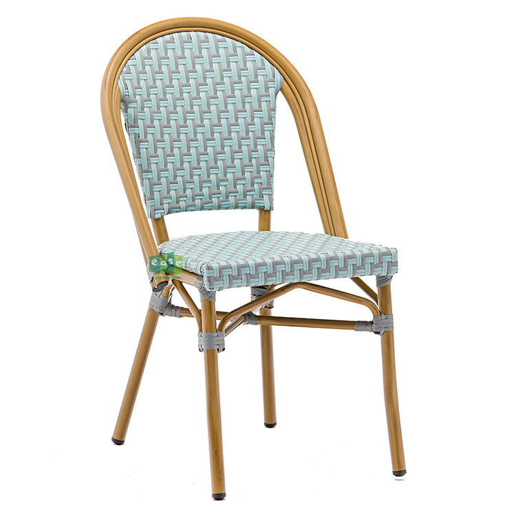 (E1187B) Aluminum restaurant parisian cafe rattan french bistro chairs