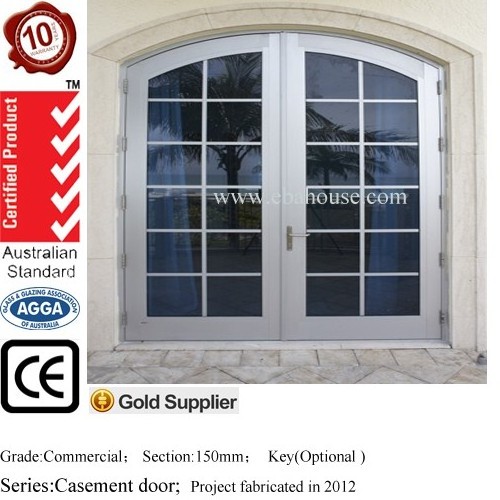 EBA AS2047 residential aluminum double entry doors arch main door design exterior french doors with blinds