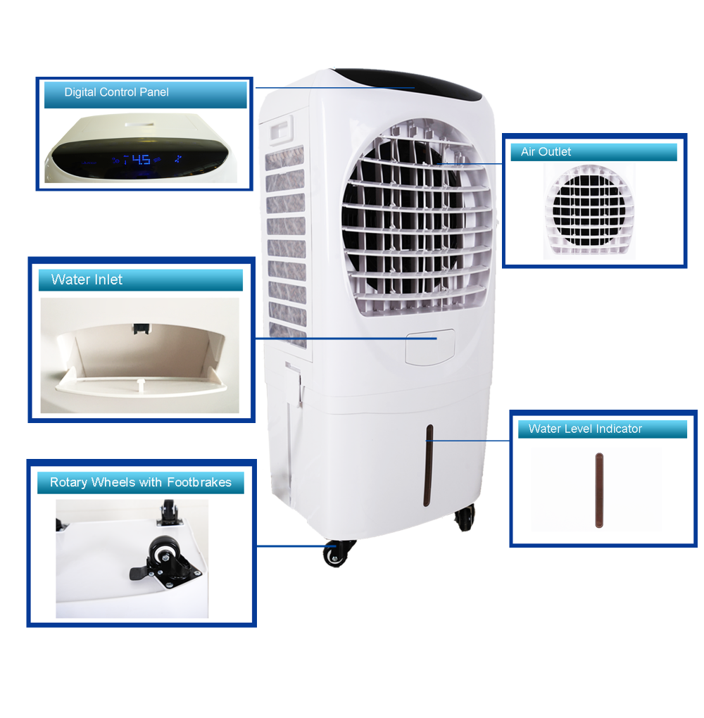 Factory Price 30L Multi-gear Strong Ice Cooler Fan Cheap Portable ION Air Conditioner Best Selling Evaporative Home Air Cooler