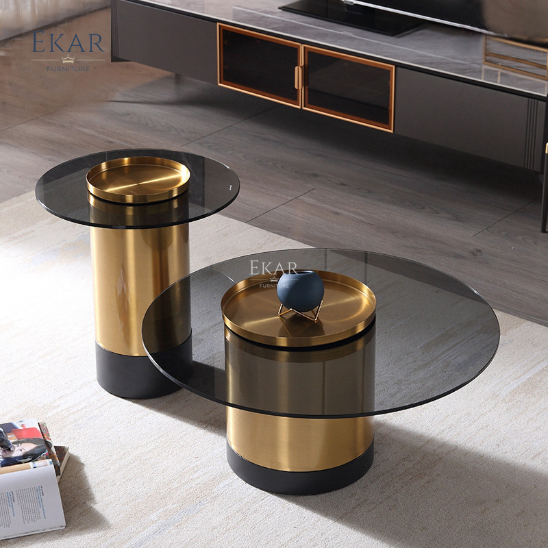 New Design Modern Coffee Table Stainless steel base glass coffe table Luxury Coffee Tables