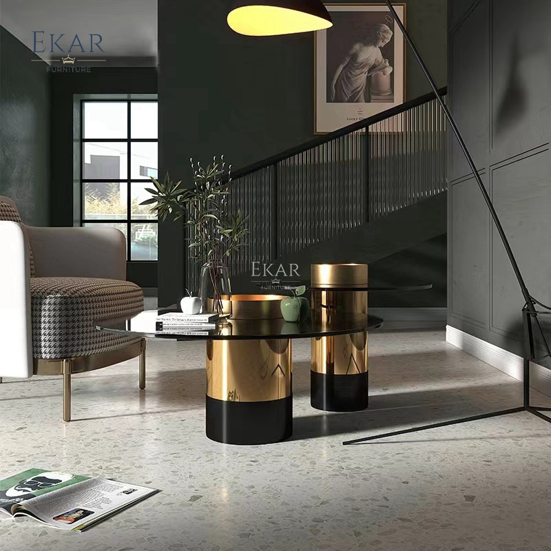 New Design Modern Coffee Table Stainless steel base glass coffe table Luxury Coffee Tables