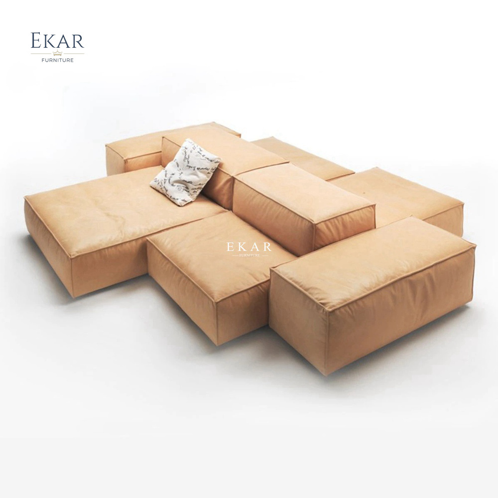 EKAR FURNITURE modern manufacturer light luxury cotton and linen goose down wooden frame sofa