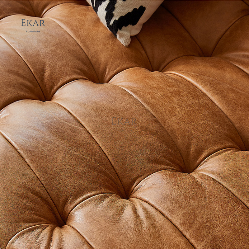 EKAR FURNITURE modern malaysia made furniture genuine camel leather sofa