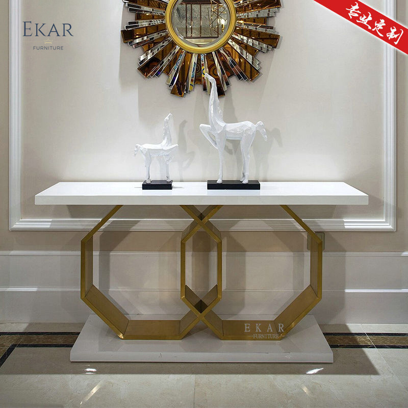 Modern Design Living room Sets Luxury Metal Console Table Modern Mirrored Hallway Table Luxury Marble Top Gold Console Table