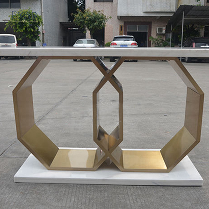 Modern Design Living room Sets Luxury Metal Console Table Modern Mirrored Hallway Table Luxury Marble Top Gold Console Table