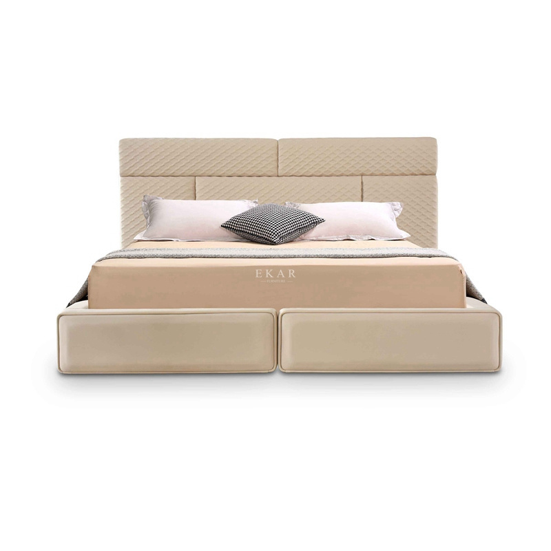 Ekar Brand Luxury Design Bedroom Furniture Comfortable Tufty-Bed Upholstered Headboard Soft Bed Frame King Size Double Bed