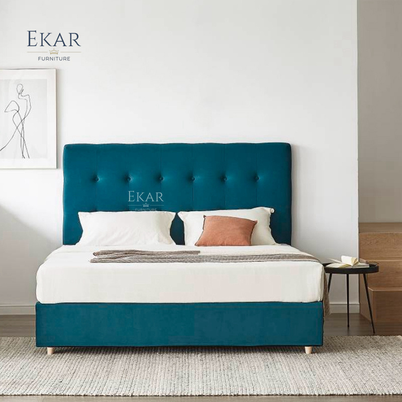 New Design Ekar Nappa Leather and Half Leather Waffle Pattern Bedroom Bed