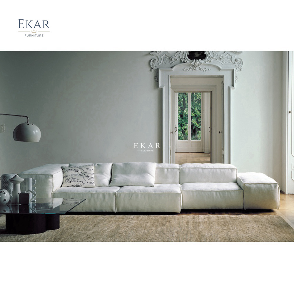 EKAR FURNITURE modern manufacturer light luxury cotton and linen goose down wooden frame sofa