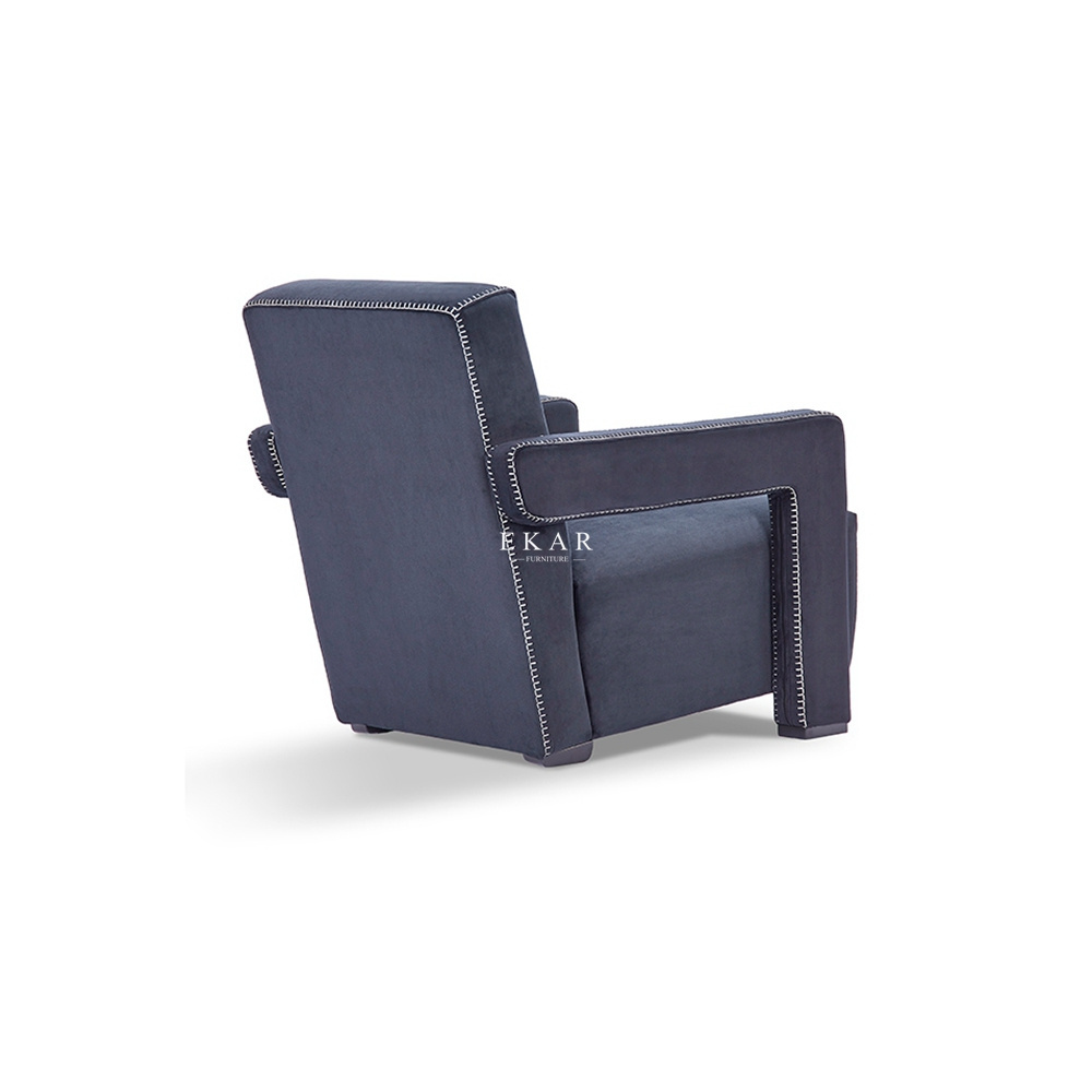 Modern Classic Design Living Room Furniture Blue Velvet Leisure Chair Upholstery Lounge Accent Armchair Club Chair