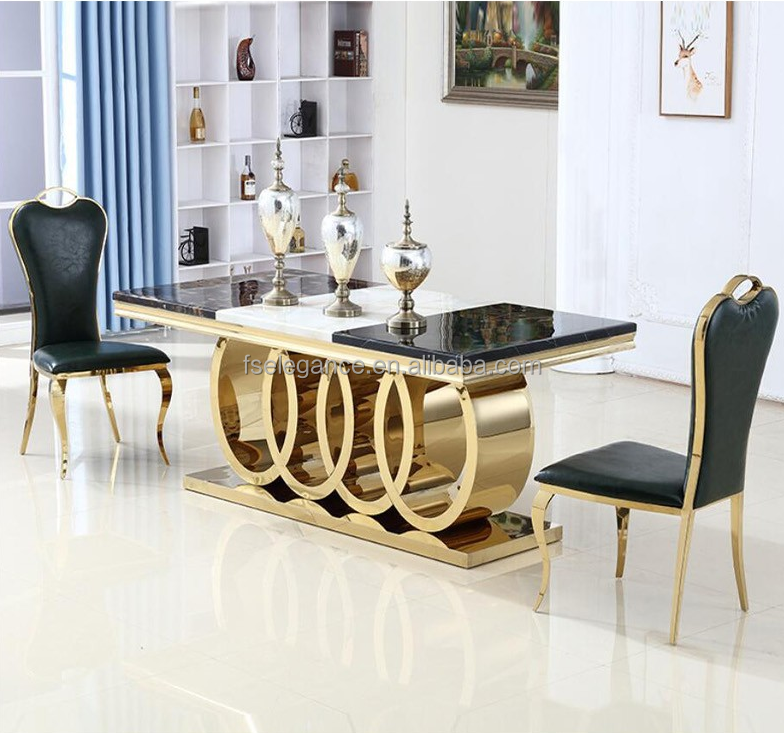 Morden Luxury design marble top dining 6 chairs table set dining room furniture table and chairs for dining room