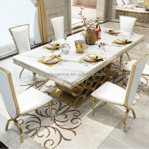 Morden Luxury design marble top dining 6 chairs table set dining room furniture table and chairs for dining room