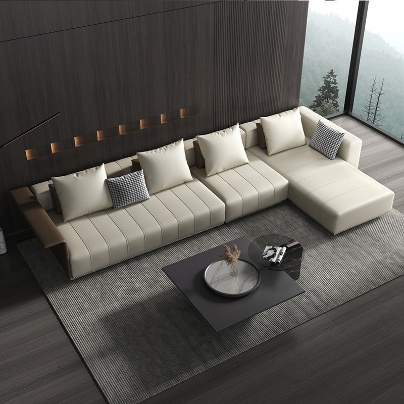 Nice corner leather living room sofas 100% leather l shaped sofa 5 seater royal italian classic german sofas