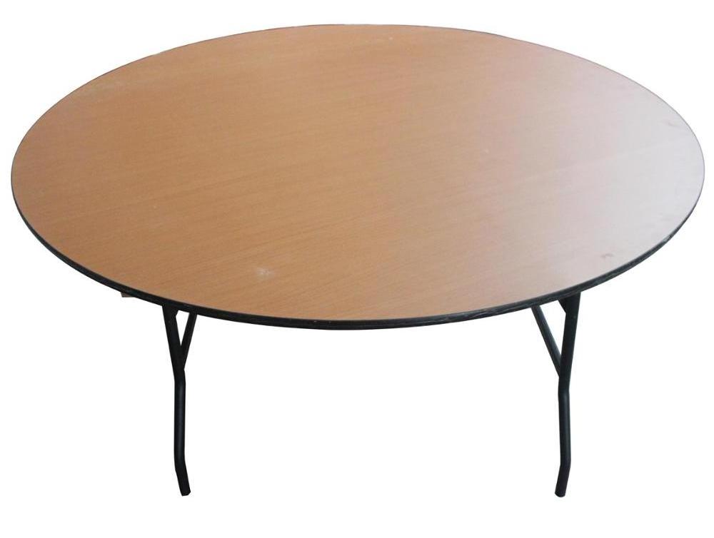 Heavy-duty 10-15 Seaters PVC wooden hall restaurant used wedding event dining folding banquet round table