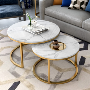 Modern Gold Stainless Steel Leg marble top round living room home furniture luxury side center coffee tea table