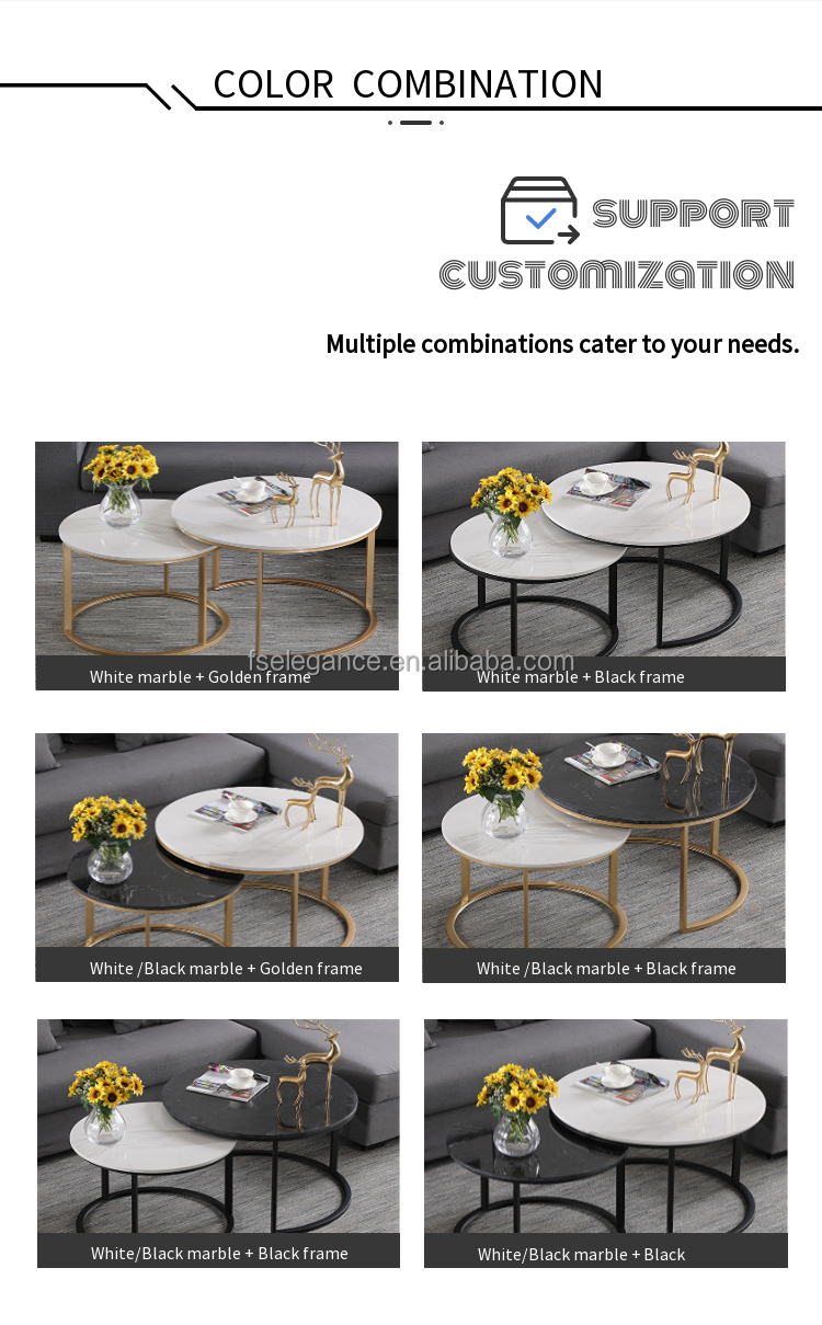 Modern Gold Stainless Steel Leg marble top round living room home furniture luxury side center coffee tea table