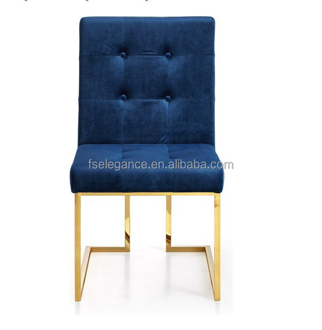 French style stainless steel blue velvet brass gold Jonathan Adler designer dining goldfinger chair