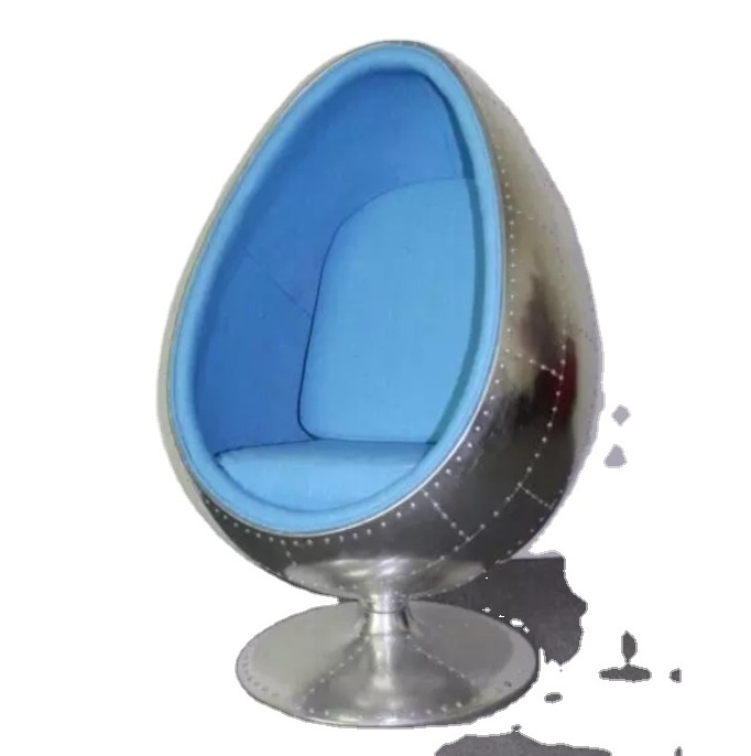 leisure space retro accent oval home furniture swivel speaker aluminum pod eye chair for sale