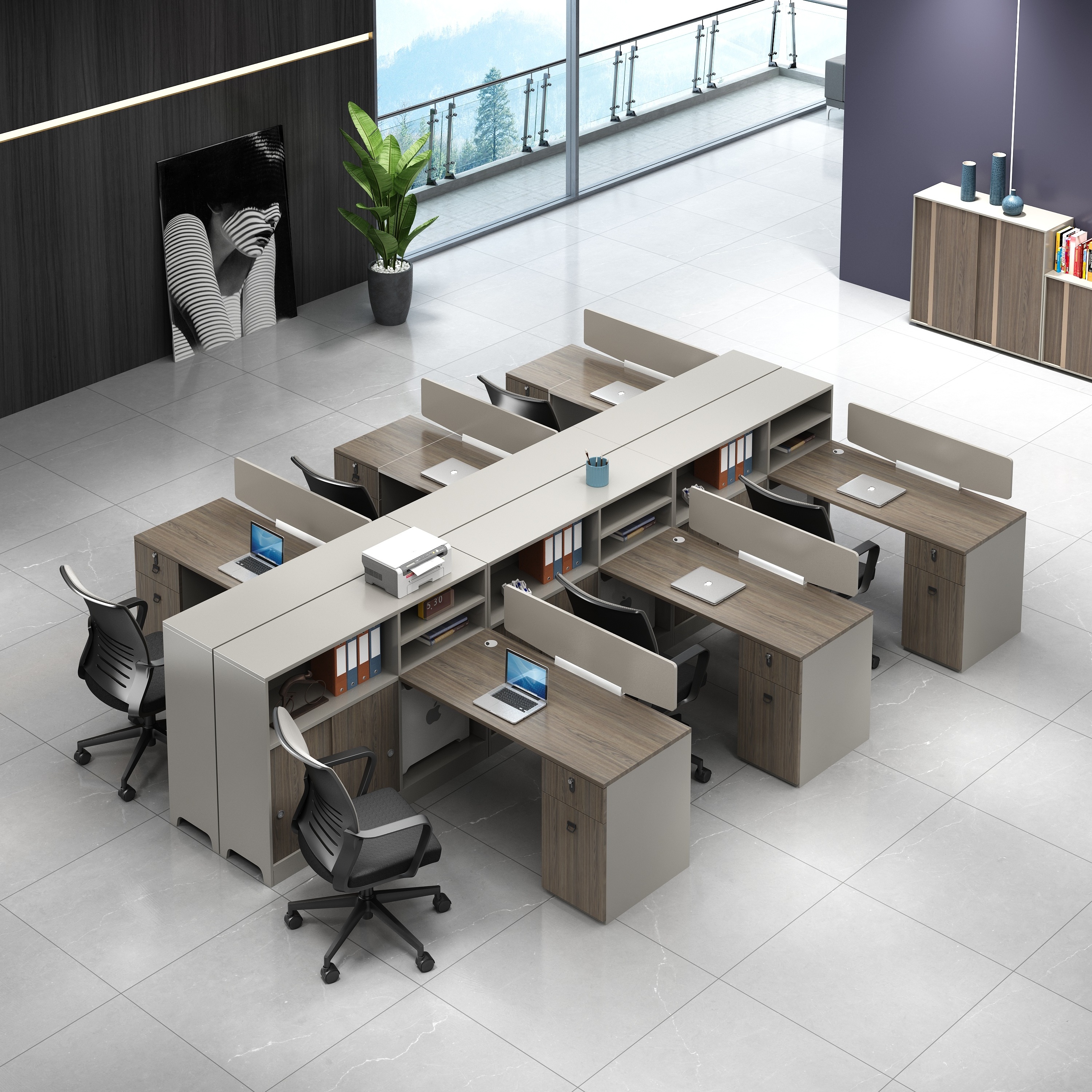 Modern furniture Office partition ergonomic Call Center Desk Modular 4 6 Person Cubicle workstation