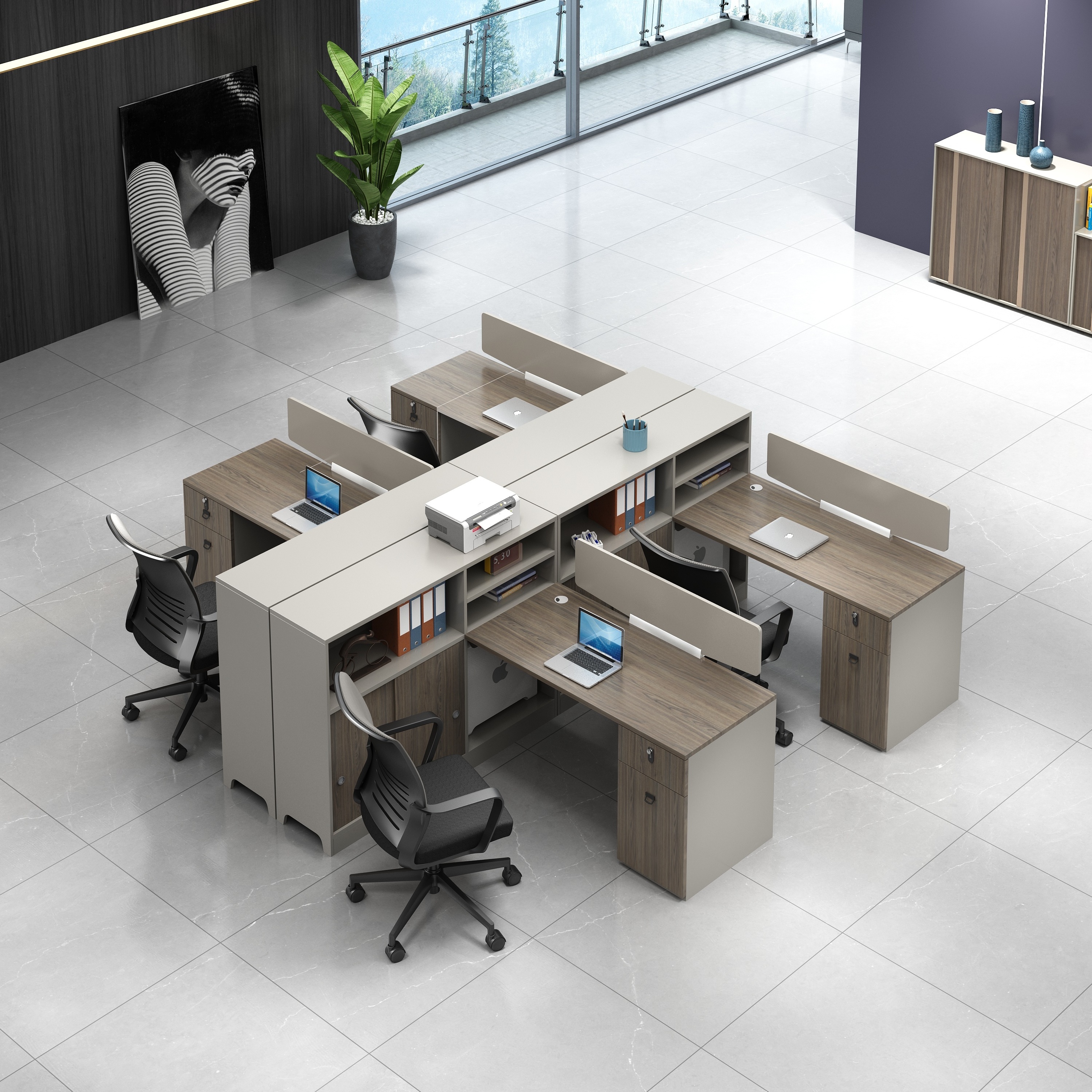 Modern furniture Office partition ergonomic Call Center Desk Modular 4 6 Person Cubicle workstation