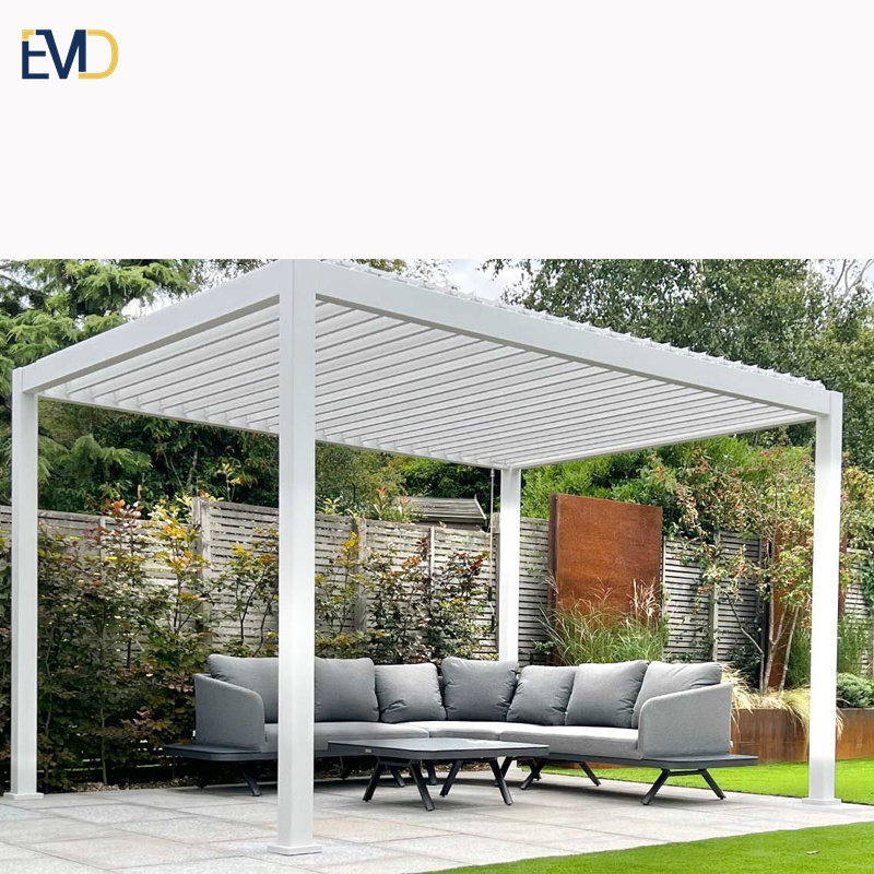 Custom wholesale gazebo garden outdoor clear side pergola  aluminum electric roof gazebo