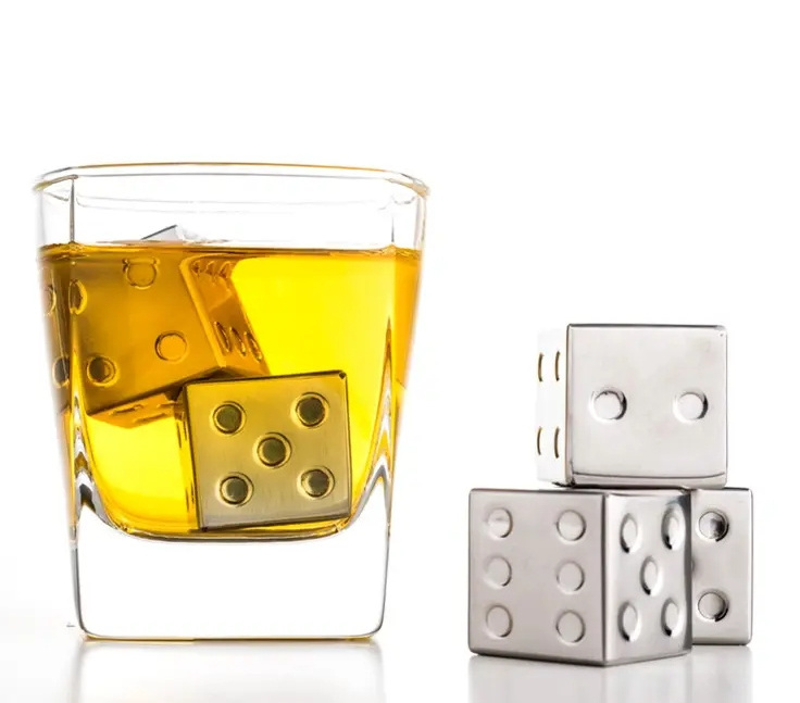 FSE  Dice Shaped Stainless Steel Ice Cube Stainless Steel Chilling Whisky Ice Cubes