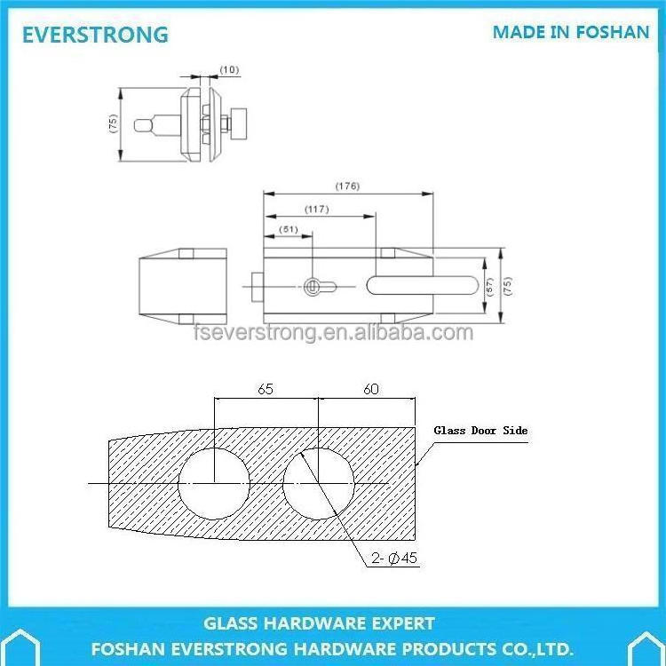 Office zinc alloy  swing door handle lock G006 frameless stainless steel  glass door lock similar  to dorma type