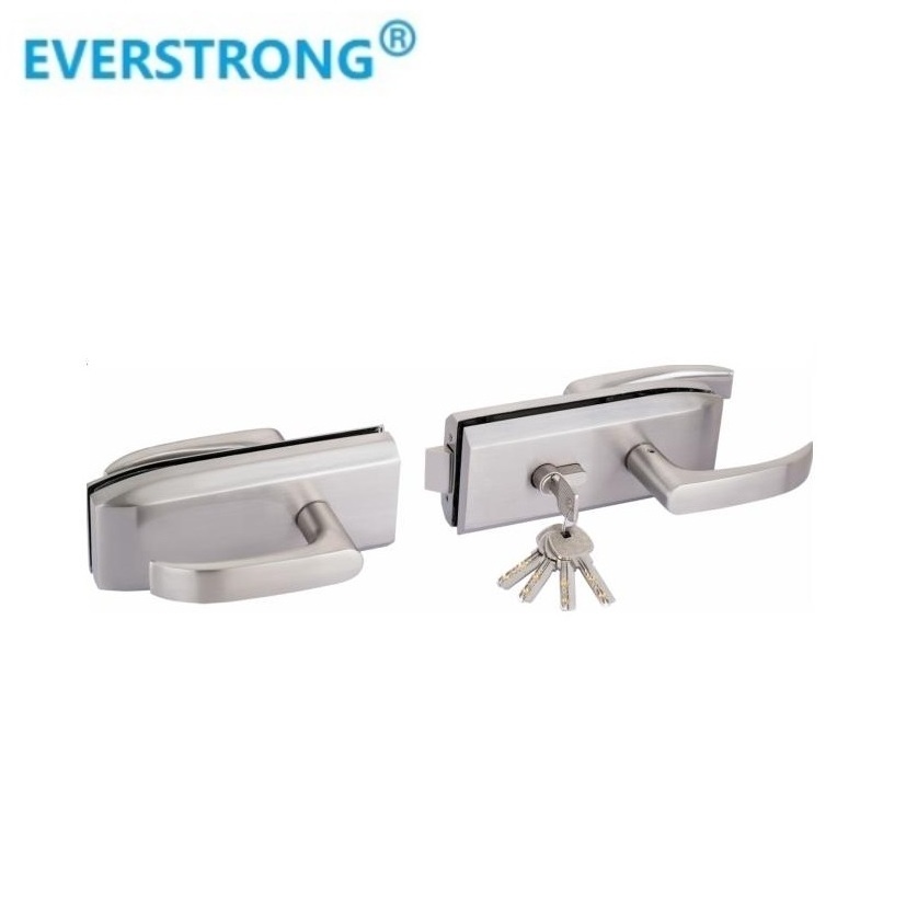 Everstrong  G007 double frameless glass swing door patch lock with rotatable handle