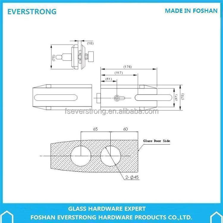 Everstrong  G007 double frameless glass swing door patch lock with rotatable handle