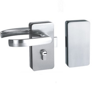 Everstrong ST-G003 frameless double glass door lock with fixed handle and stainless steel patch sliding lock