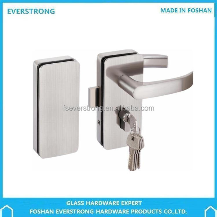 Everstrong ST-G003 frameless double glass door lock with fixed handle and stainless steel patch sliding lock