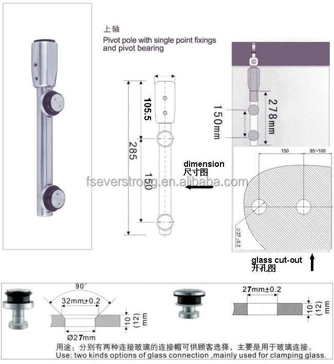 Everstrong glass swing door bottom pivot hinge M007 solid stainless steel  door fitting