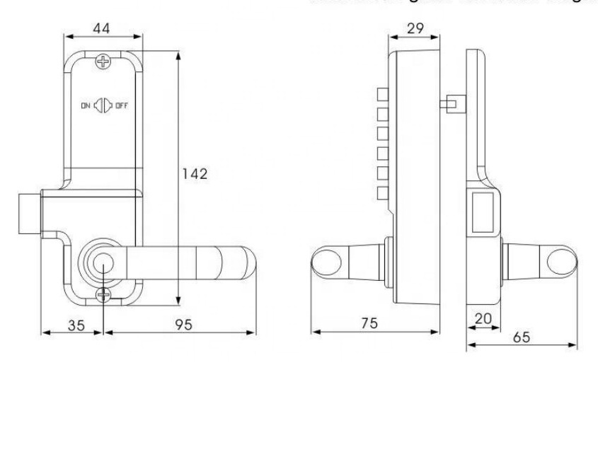 Keyless  digital  combination push button  door lock with  handle  for tempered glass door