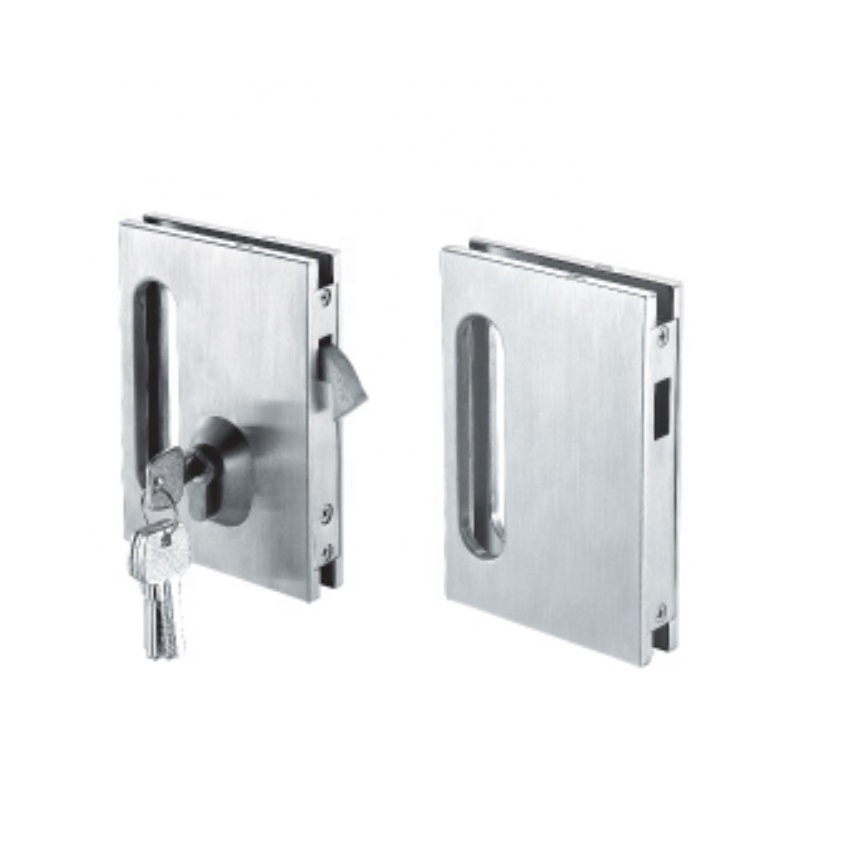 Stainless steel satin or matte  black  sliding tempered glass door lock of  G015A  frameless thumb turn patch latch  lock