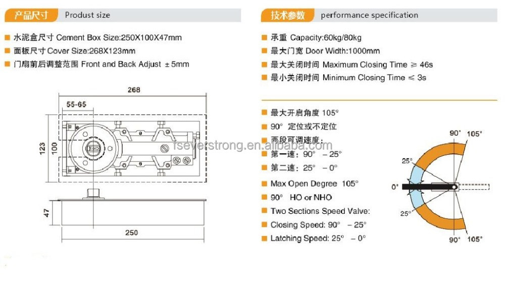 Everstrong stainless steel  light duty floor spring r K08 two section speed glass door close