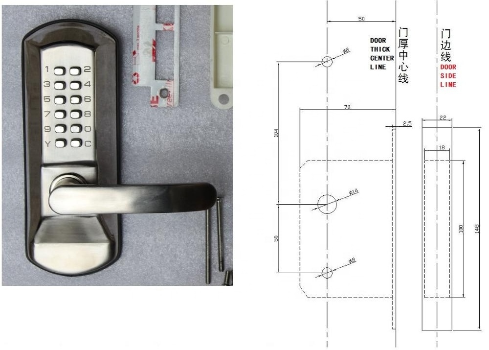 Everstrong keyless  digital combination door lock with keypad G700A mechanical password lock