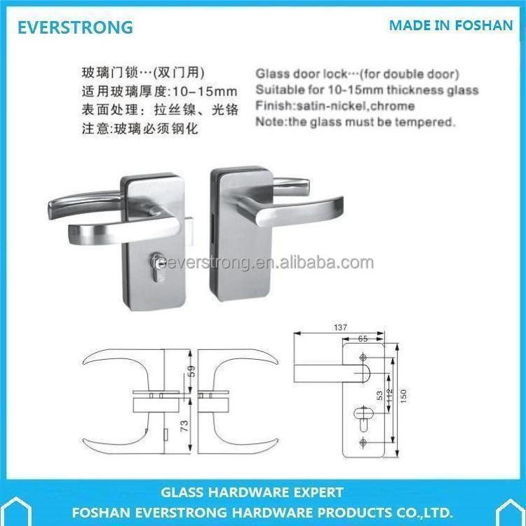 Everstrong double handle swing door  lock system  G002 glass door lock with fixed handle