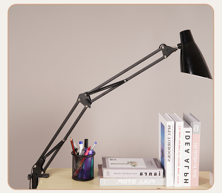 FX313B Modern Flexible Desk Lamps Study/Computer Lights Reading Light Long Swing Arm Black/White LED Home Decor Table Lamp