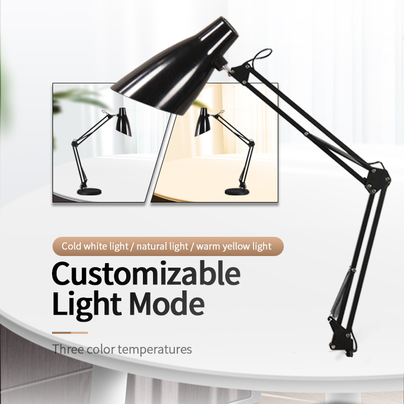 FX313B Modern Flexible Desk Lamps Study/Computer Lights Reading Light Long Swing Arm Black/White LED Home Decor Table Lamp