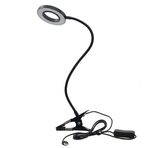 Nail beauty salon black color metal clip clamp 5 watt led table lamp 3 lighting modes desk lamp