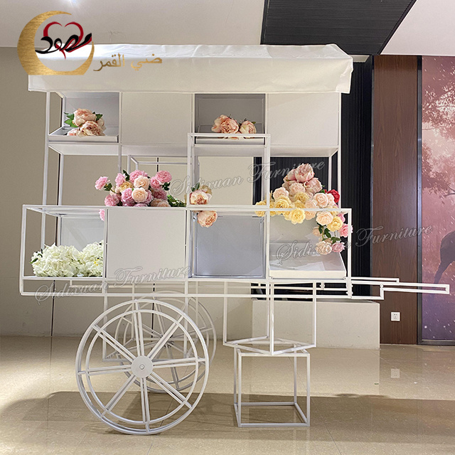 Wedding decoration iron metal candy cart with wheels for parties