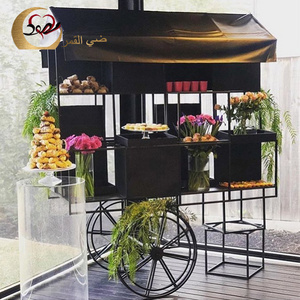 Wedding decoration iron metal candy cart with wheels for parties